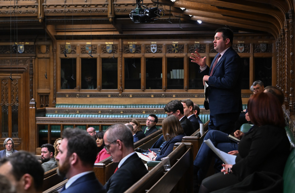 Shaun Davies MP speaking in the House of Commons chamber.