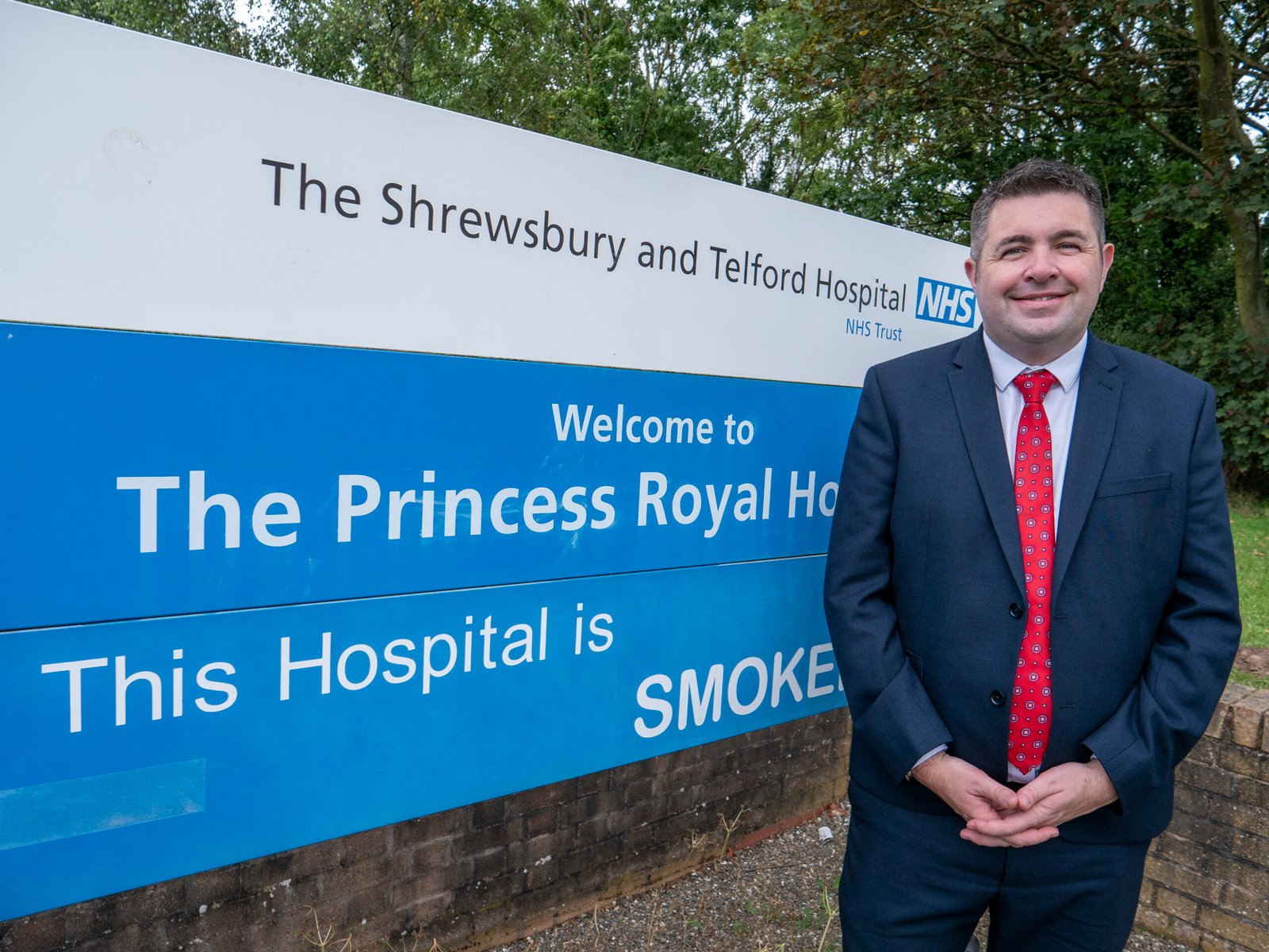 Shaun Davies - MP for Telford, outside of The Princess Royal Hospital.