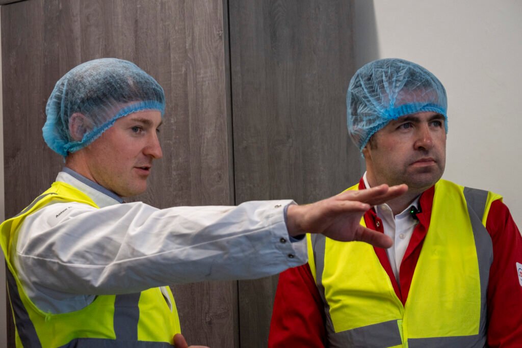 Shaun Davies MP having a tour around the Kraft Heinz Factory