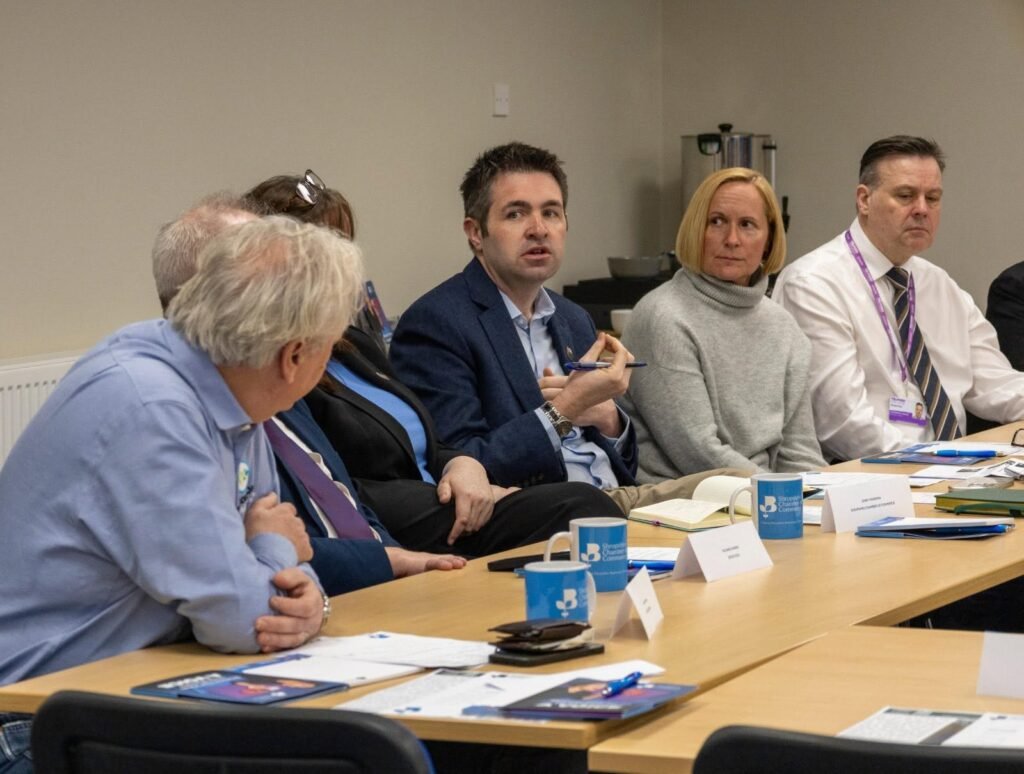 Shaun Davies MP at a business roundtable at the Shropshire Chamber of Commerce