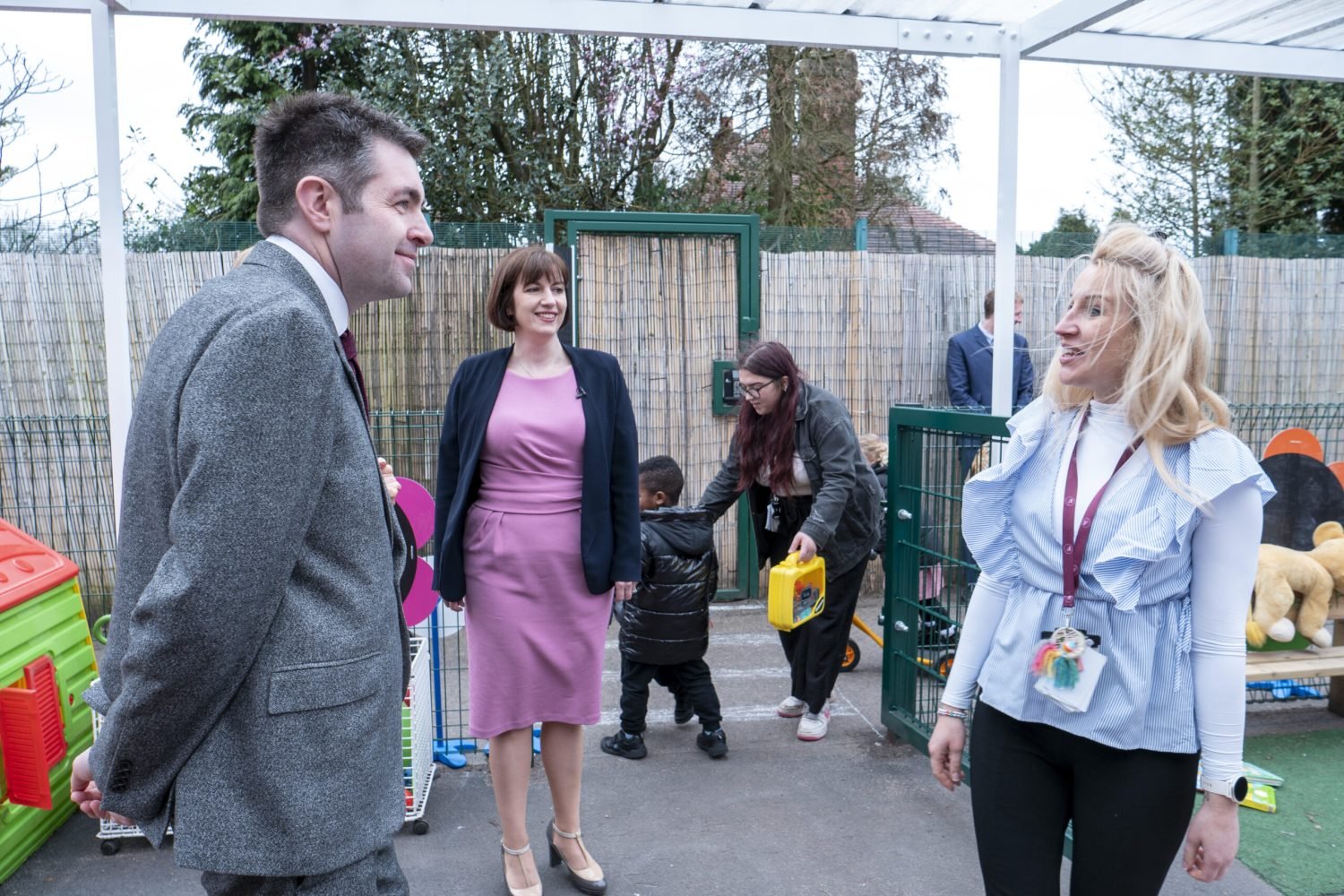 Bridget Phillipson MP along with Shaun Davies MP, speaking to staff at Wombridge Primary