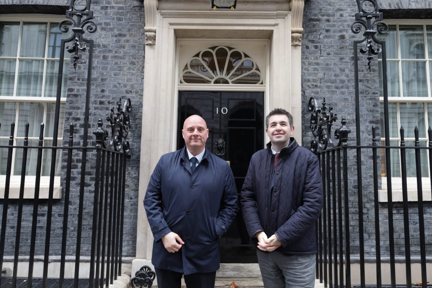 Shaun Davies MP, with Council Leader, Lee Carter outside 10 Downing Street.