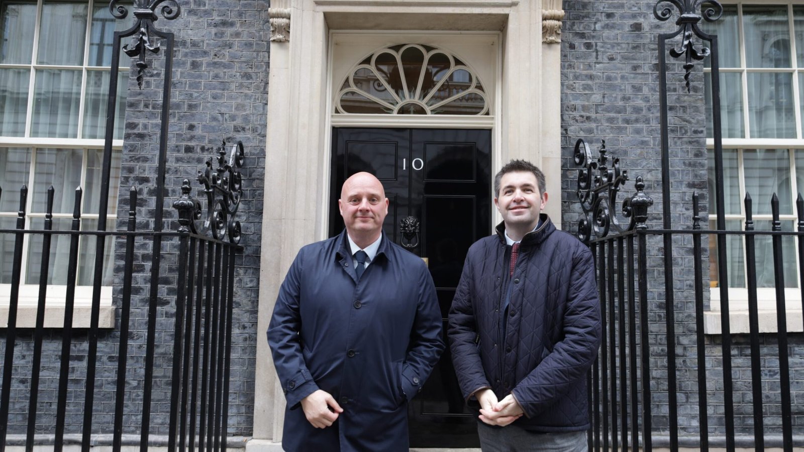 Shaun Davies MP, with Council Leader, Lee Carter outside 10 Downing Street.