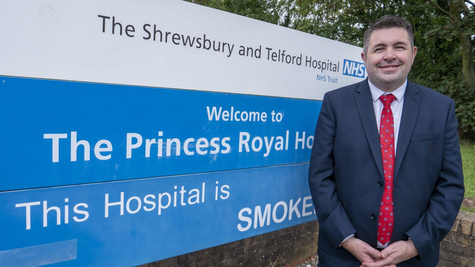 Shaun Davies - MP for Telford, outside of The Princess Royal Hospital.
